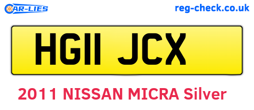 HG11JCX are the vehicle registration plates.