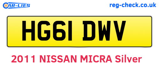 HG61DWV are the vehicle registration plates.