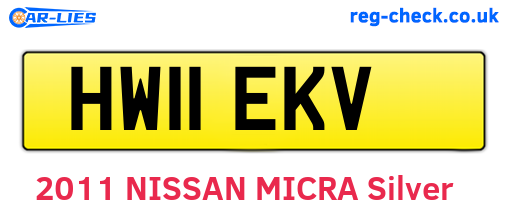 HW11EKV are the vehicle registration plates.