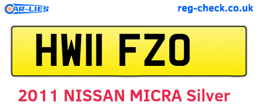 HW11FZO are the vehicle registration plates.