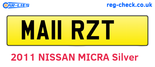 MA11RZT are the vehicle registration plates.