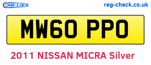 MW60PPO are the vehicle registration plates.