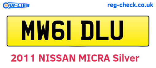 MW61DLU are the vehicle registration plates.