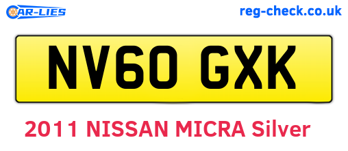 NV60GXK are the vehicle registration plates.