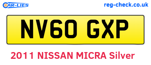 NV60GXP are the vehicle registration plates.