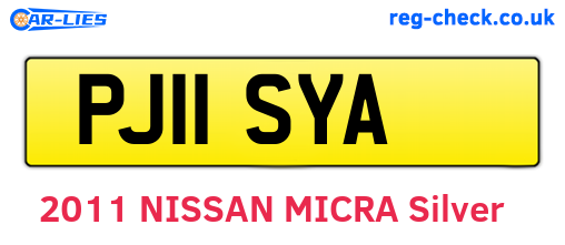 PJ11SYA are the vehicle registration plates.