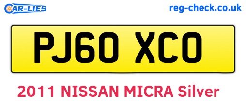 PJ60XCO are the vehicle registration plates.