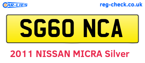 SG60NCA are the vehicle registration plates.