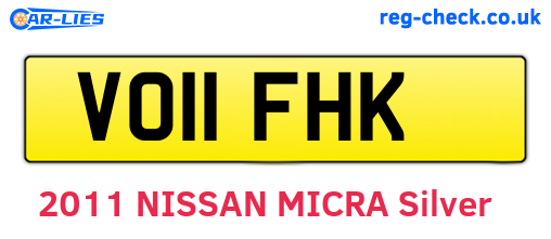VO11FHK are the vehicle registration plates.