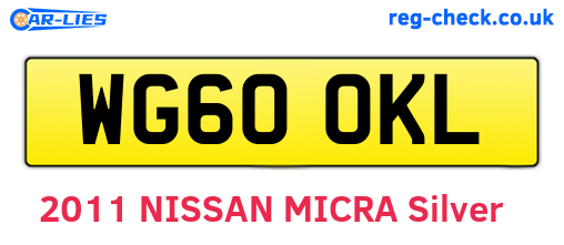 WG60OKL are the vehicle registration plates.