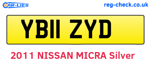 YB11ZYD are the vehicle registration plates.