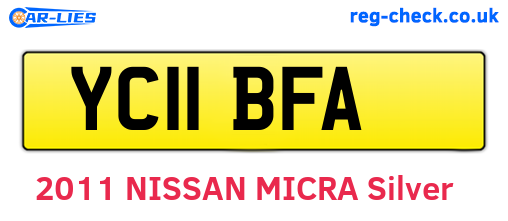 YC11BFA are the vehicle registration plates.