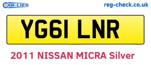 YG61LNR are the vehicle registration plates.