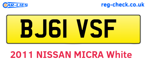 BJ61VSF are the vehicle registration plates.