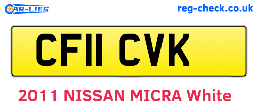 CF11CVK are the vehicle registration plates.