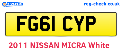 FG61CYP are the vehicle registration plates.