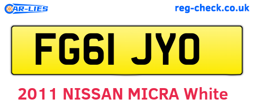 FG61JYO are the vehicle registration plates.