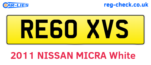 RE60XVS are the vehicle registration plates.