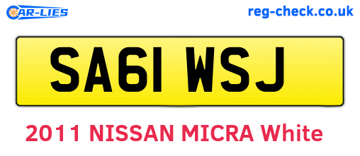 SA61WSJ are the vehicle registration plates.