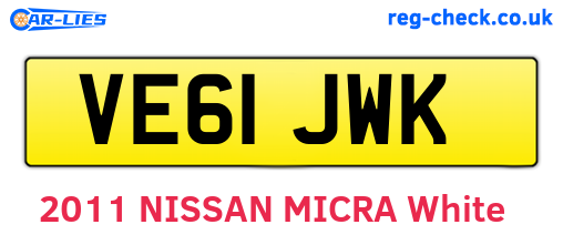 VE61JWK are the vehicle registration plates.