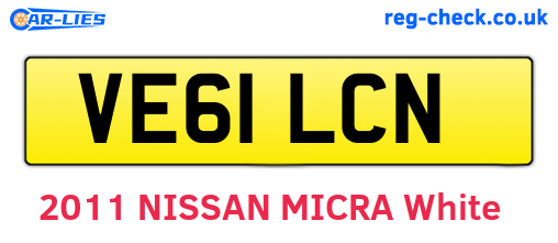 VE61LCN are the vehicle registration plates.