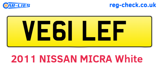 VE61LEF are the vehicle registration plates.