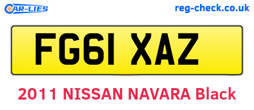 FG61XAZ are the vehicle registration plates.