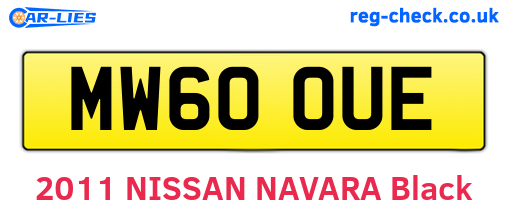 MW60OUE are the vehicle registration plates.