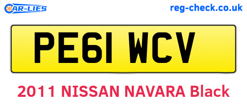 PE61WCV are the vehicle registration plates.
