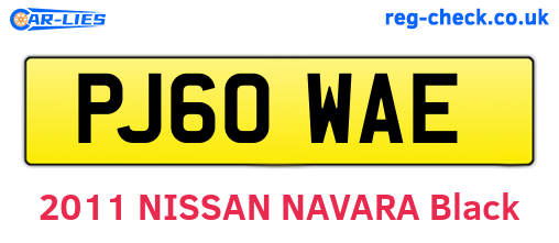 PJ60WAE are the vehicle registration plates.