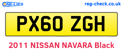 PX60ZGH are the vehicle registration plates.