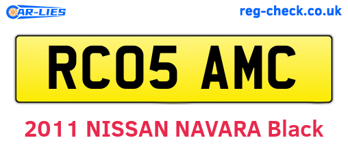 RC05AMC are the vehicle registration plates.