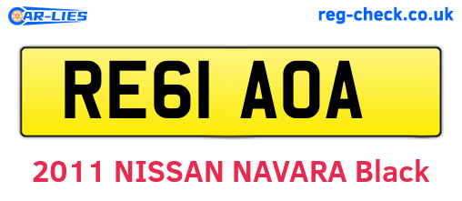 RE61AOA are the vehicle registration plates.