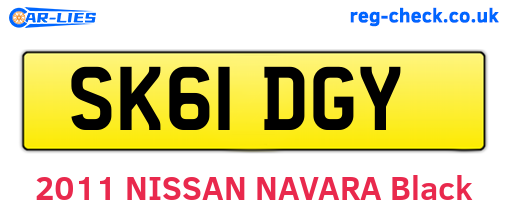 SK61DGY are the vehicle registration plates.