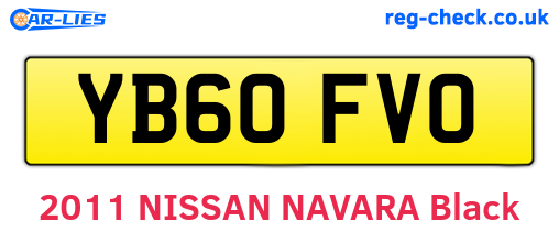 YB60FVO are the vehicle registration plates.