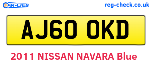 AJ60OKD are the vehicle registration plates.