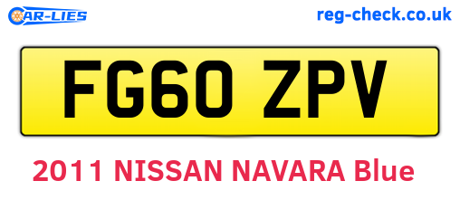 FG60ZPV are the vehicle registration plates.