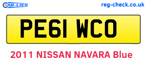 PE61WCO are the vehicle registration plates.