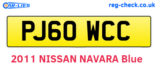PJ60WCC are the vehicle registration plates.