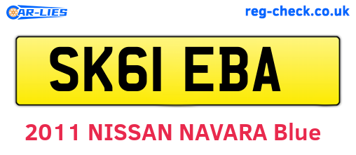 SK61EBA are the vehicle registration plates.