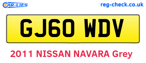 GJ60WDV are the vehicle registration plates.