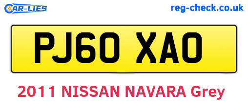 PJ60XAO are the vehicle registration plates.