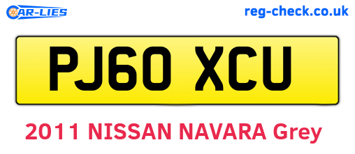 PJ60XCU are the vehicle registration plates.