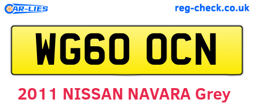 WG60OCN are the vehicle registration plates.