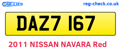 DAZ7167 are the vehicle registration plates.