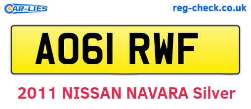 AO61RWF are the vehicle registration plates.