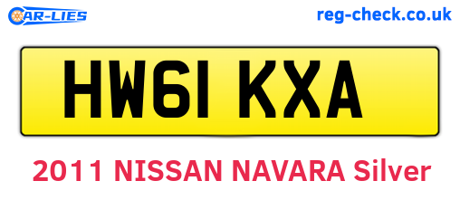 HW61KXA are the vehicle registration plates.