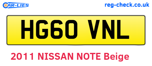 HG60VNL are the vehicle registration plates.