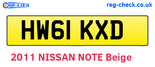 HW61KXD are the vehicle registration plates.