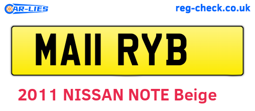 MA11RYB are the vehicle registration plates.